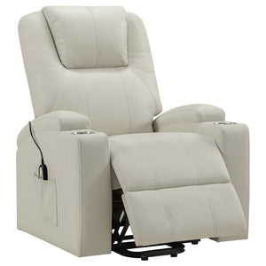 English Elm Macklin Faux Leather Power Lift Recliner with Heat Massage and Ergonomic Lumbar Support Ivory B062P509654