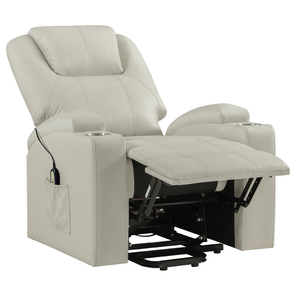 English Elm Macklin Faux Leather Power Lift Recliner with Heat Massage and Ergonomic Lumbar Support Ivory B062P509654