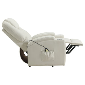 English Elm Macklin Faux Leather Power Lift Recliner with Heat Massage and Ergonomic Lumbar Support Ivory B062P509654