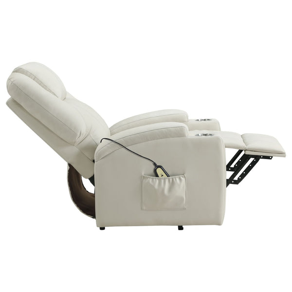 English Elm Macklin Faux Leather Power Lift Recliner with Heat Massage and Ergonomic Lumbar Support Ivory B062P509654