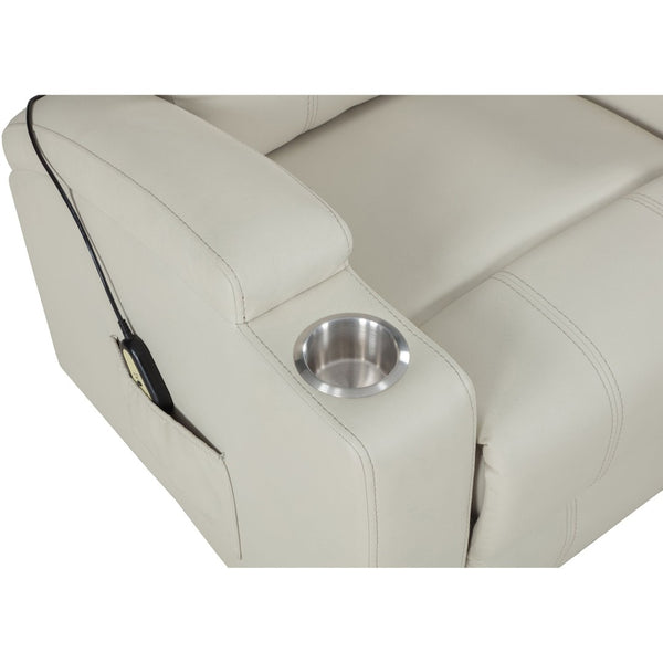 English Elm Macklin Faux Leather Power Lift Recliner with Heat Massage and Ergonomic Lumbar Support Ivory B062P509654