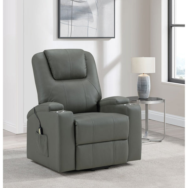 English Elm Macklin Faux Leather Power Lift Recliner with Heat Massage and Ergonomic Lumbar Support Grey B062P509655