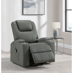 English Elm Macklin Faux Leather Power Lift Recliner with Heat Massage and Ergonomic Lumbar Support Grey B062P509655