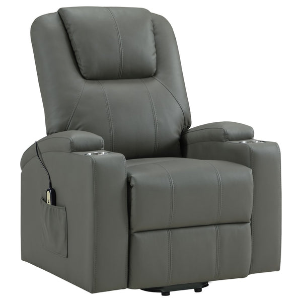 English Elm Macklin Faux Leather Power Lift Recliner with Heat Massage and Ergonomic Lumbar Support Grey B062P509655