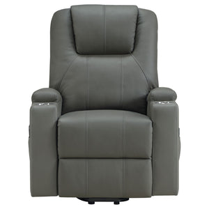 English Elm Macklin Faux Leather Power Lift Recliner with Heat Massage and Ergonomic Lumbar Support Grey B062P509655