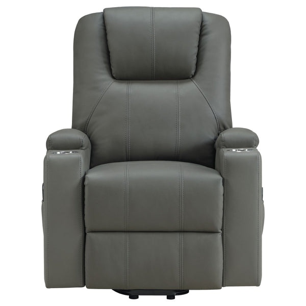 English Elm Macklin Faux Leather Power Lift Recliner with Heat Massage and Ergonomic Lumbar Support Grey B062P509655
