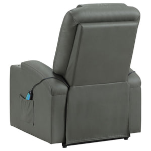 English Elm Macklin Faux Leather Power Lift Recliner with Heat Massage and Ergonomic Lumbar Support Grey B062P509655