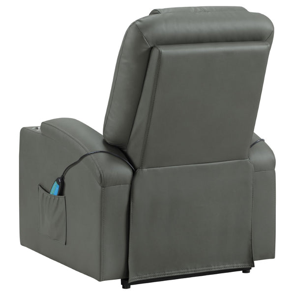 English Elm Macklin Faux Leather Power Lift Recliner with Heat Massage and Ergonomic Lumbar Support Grey B062P509655