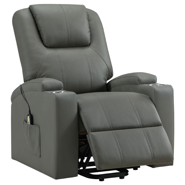 English Elm Macklin Faux Leather Power Lift Recliner with Heat Massage and Ergonomic Lumbar Support Grey B062P509655