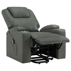 English Elm Macklin Faux Leather Power Lift Recliner with Heat Massage and Ergonomic Lumbar Support Grey B062P509655