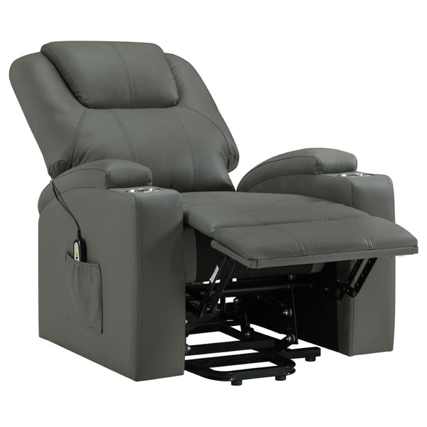 English Elm Macklin Faux Leather Power Lift Recliner with Heat Massage and Ergonomic Lumbar Support Grey B062P509655