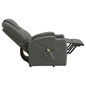 English Elm Macklin Faux Leather Power Lift Recliner with Heat Massage and Ergonomic Lumbar Support Grey B062P509655