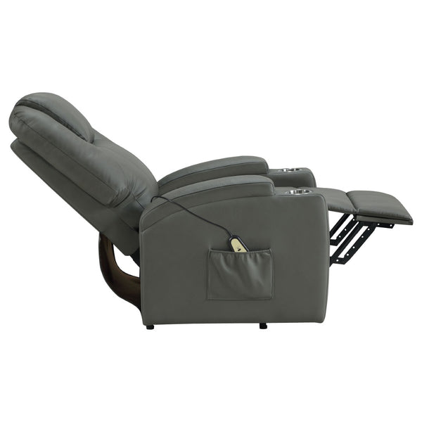 English Elm Macklin Faux Leather Power Lift Recliner with Heat Massage and Ergonomic Lumbar Support Grey B062P509655