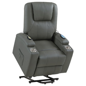 English Elm Macklin Faux Leather Power Lift Recliner with Heat Massage and Ergonomic Lumbar Support Grey B062P509655