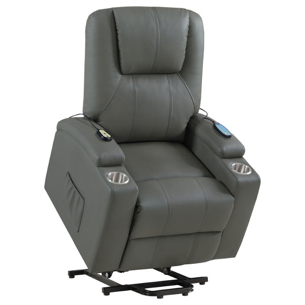 English Elm Macklin Faux Leather Power Lift Recliner with Heat Massage and Ergonomic Lumbar Support Grey B062P509655