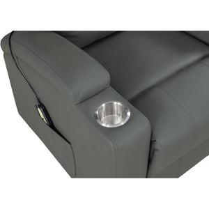 English Elm Macklin Faux Leather Power Lift Recliner with Heat Massage and Ergonomic Lumbar Support Grey B062P509655