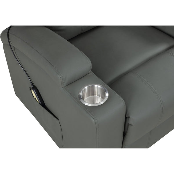English Elm Macklin Faux Leather Power Lift Recliner with Heat Massage and Ergonomic Lumbar Support Grey B062P509655