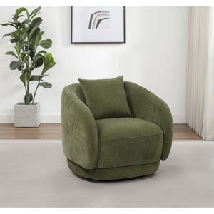 English Elm Harlan Chenille Swivel Chair with Rounded Arms and Removable Pillow for Living Rooms B062P509656