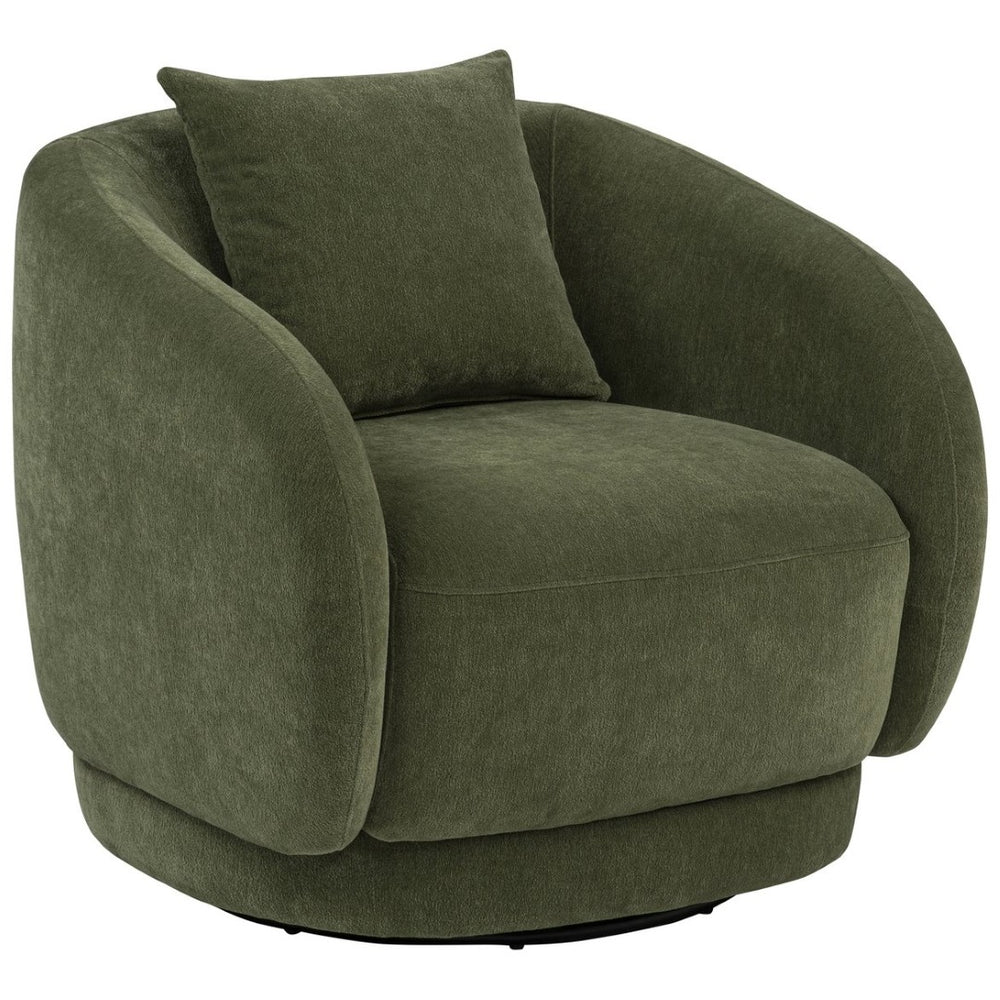 English Elm Harlan Chenille Swivel Chair with Rounded Arms and Removable Pillow for Living Rooms B062P509656