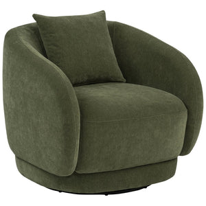 English Elm Harlan Chenille Swivel Chair with Rounded Arms and Removable Pillow for Living Rooms B062P509656