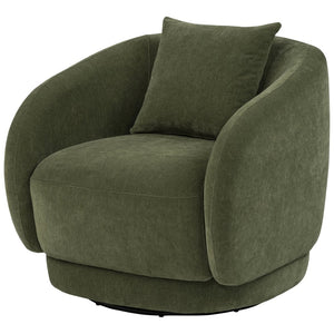 English Elm Harlan Chenille Swivel Chair with Rounded Arms and Removable Pillow for Living Rooms B062P509656