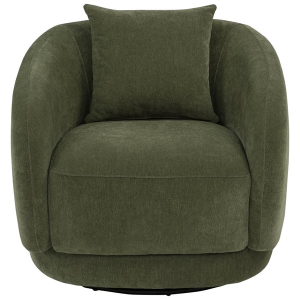 English Elm Harlan Chenille Swivel Chair with Rounded Arms and Removable Pillow for Living Rooms B062P509656