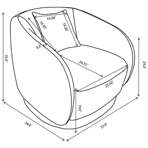 English Elm Harlan Chenille Swivel Chair with Rounded Arms and Removable Pillow for Living Rooms B062P509656