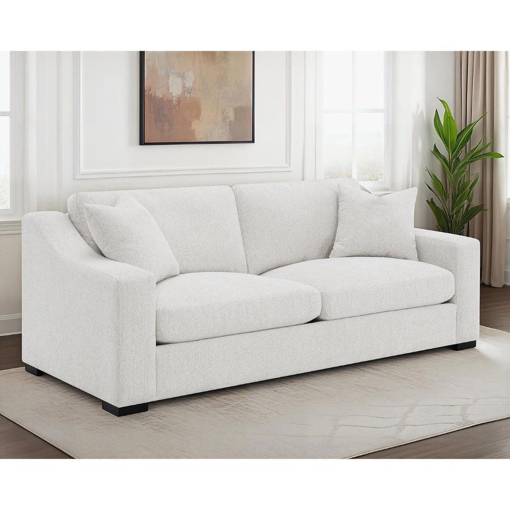 English Elm Chelan Beige Fabric Sofa with Track Arms and Pocket Coil Cushions for Modern Living B062P509657