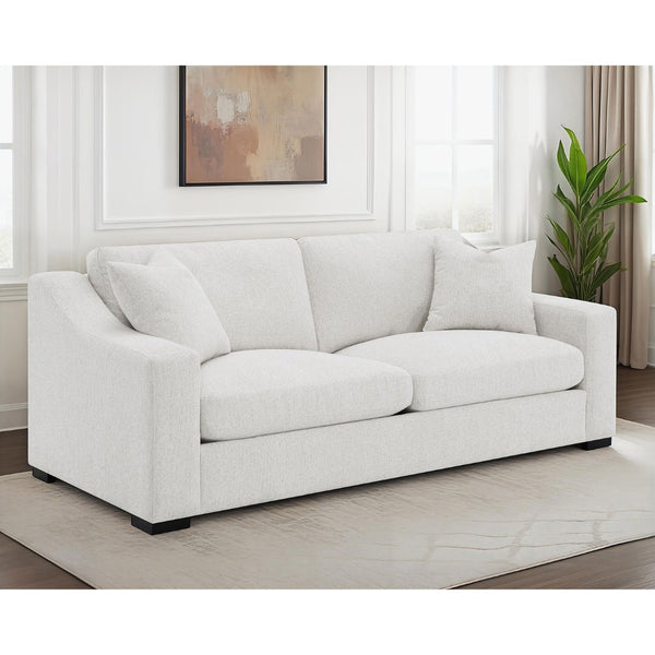 English Elm Chelan Beige Fabric Sofa with Track Arms and Pocket Coil Cushions for Modern Living B062P509657