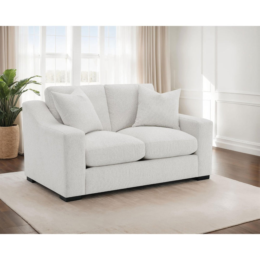 English Elm Chelan Compact Loveseat with Track Arms Sand Textured Fabric for Modern Living Rooms B062P509658