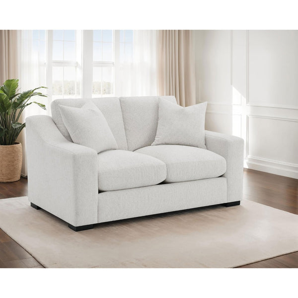 English Elm Chelan Compact Loveseat with Track Arms Sand Textured Fabric for Modern Living Rooms B062P509658