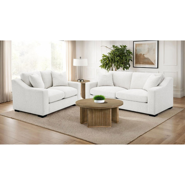 English Elm Chelan Compact Loveseat with Track Arms Sand Textured Fabric for Modern Living Rooms B062P509658