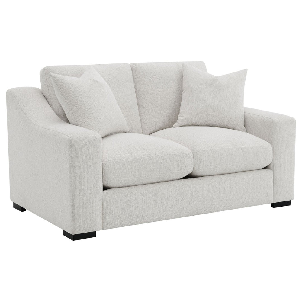 English Elm Chelan Compact Loveseat with Track Arms Sand Textured Fabric for Modern Living Rooms B062P509658