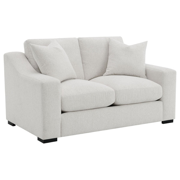 English Elm Chelan Compact Loveseat with Track Arms Sand Textured Fabric for Modern Living Rooms B062P509658