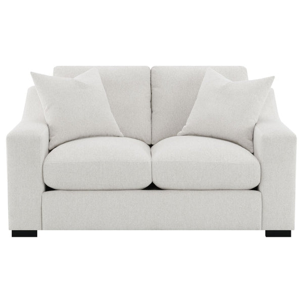 English Elm Chelan Compact Loveseat with Track Arms Sand Textured Fabric for Modern Living Rooms B062P509658