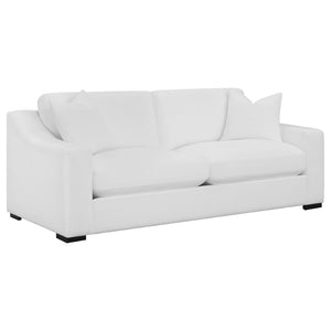 English Elm Chelan Contemporary White Textured Fabric Sofa with Cappuccino Block Legs for Living Room B062P509665