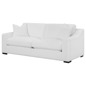 English Elm Chelan Contemporary White Textured Fabric Sofa with Cappuccino Block Legs for Living Room B062P509665