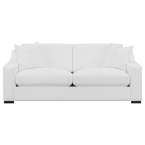 English Elm Chelan Contemporary White Textured Fabric Sofa with Cappuccino Block Legs for Living Room B062P509665