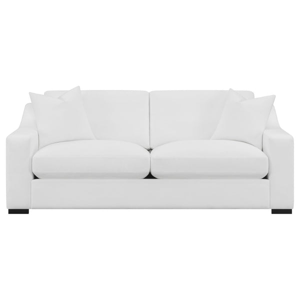 English Elm Chelan Contemporary White Textured Fabric Sofa with Cappuccino Block Legs for Living Room B062P509665