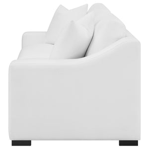 English Elm Chelan Contemporary White Textured Fabric Sofa with Cappuccino Block Legs for Living Room B062P509665