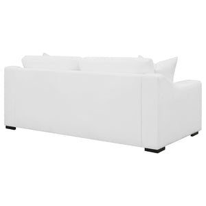 English Elm Chelan Contemporary White Textured Fabric Sofa with Cappuccino Block Legs for Living Room B062P509665