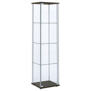 English Elm Crestwood Tall Glass Curio Cabinet with Metal Frame for Living Room Corner Display Cappuccino B062P509694