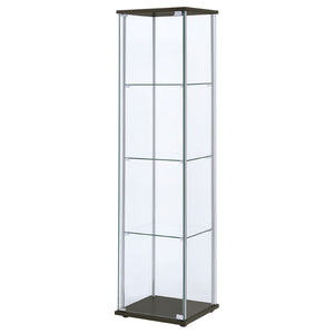 English Elm Crestwood Tall Glass Curio Cabinet with Metal Frame for Living Room Corner Display Cappuccino B062P509694