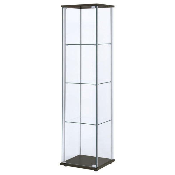 English Elm Crestwood Tall Glass Curio Cabinet with Metal Frame for Living Room Corner Display Cappuccino B062P509694