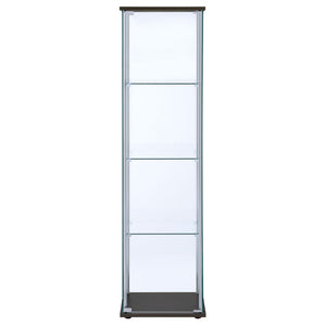 English Elm Crestwood Tall Glass Curio Cabinet with Metal Frame for Living Room Corner Display Cappuccino B062P509694