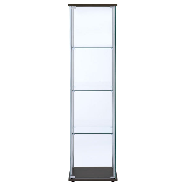 English Elm Crestwood Tall Glass Curio Cabinet with Metal Frame for Living Room Corner Display Cappuccino B062P509694