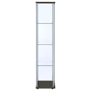 English Elm Crestwood Tall Glass Curio Cabinet with Metal Frame for Living Room Corner Display Cappuccino B062P509694
