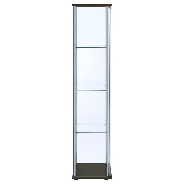 English Elm Crestwood Tall Glass Curio Cabinet with Metal Frame for Living Room Corner Display Cappuccino B062P509694