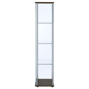 English Elm Crestwood Tall Glass Curio Cabinet with Metal Frame for Living Room Corner Display Cappuccino B062P509694