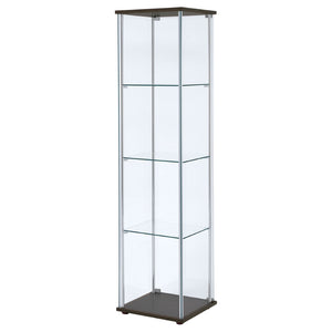 English Elm Crestwood Tall Glass Curio Cabinet with Metal Frame for Living Room Corner Display Cappuccino B062P509694